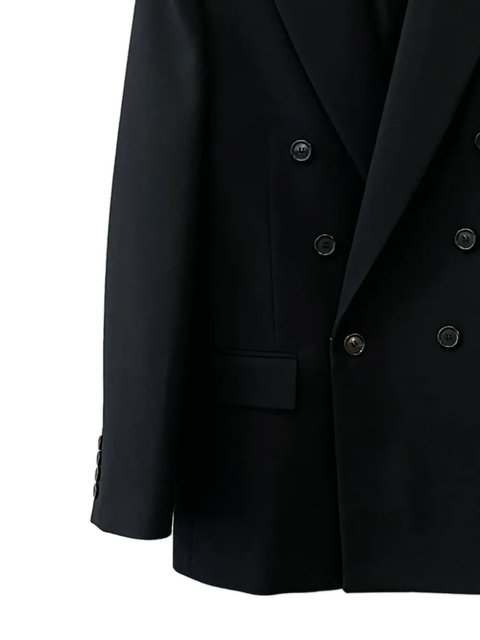 Saint Laurent Cassandre double-breasted wool gabardine blazer - Black - zdjęcie produktu nr 2