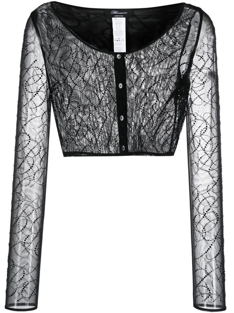 Blumarine semi-sheer cropped top - Black - zdjęcie produktu nr 1