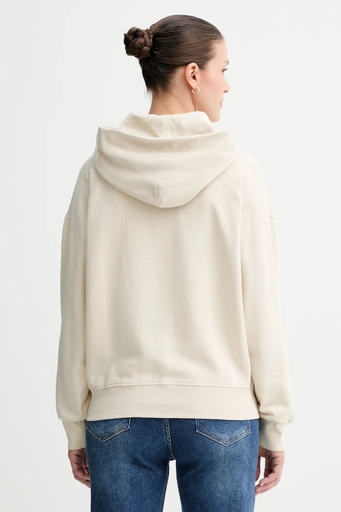Marc O'Polo bluza bawełniana damska kolor beżowy z kapturem z aplikacją 508407354165 - zdjęcie produktu nr 2