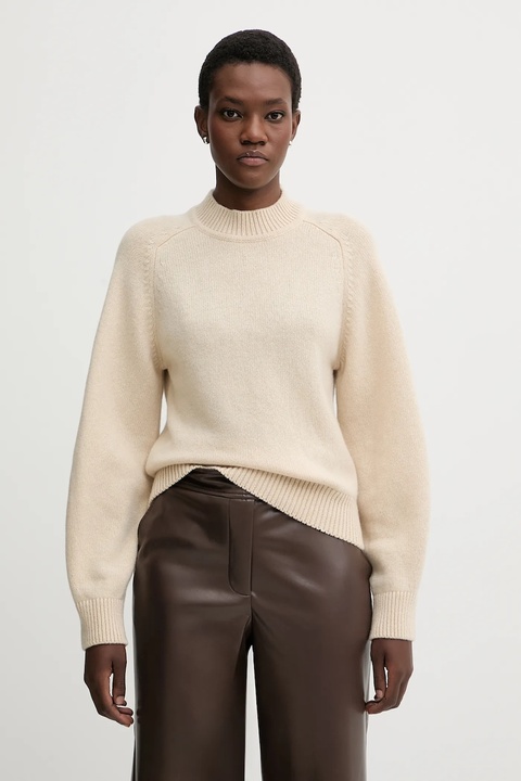 Sessun sweter wełniany damski kolor beżowy z półgolfem 25109005 - zdjęcie produktu nr 1