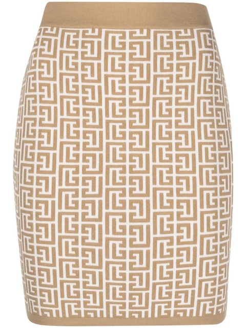 Balmain monogram-jacquard miniskirt - Neutrals - zdjęcie produktu nr 1