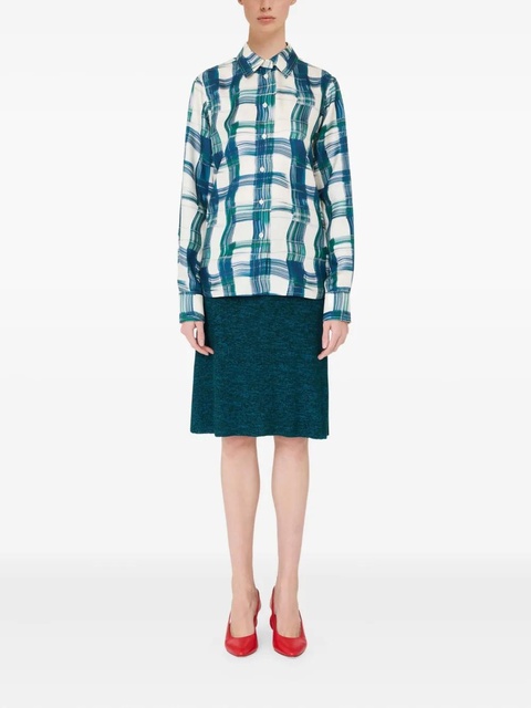 Ferragamo plaid silk shirt - Blue - zdjęcie produktu nr 2