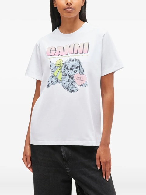 GANNI Puppy logo-graphic T-shirt - White - zdjęcie produktu nr 2