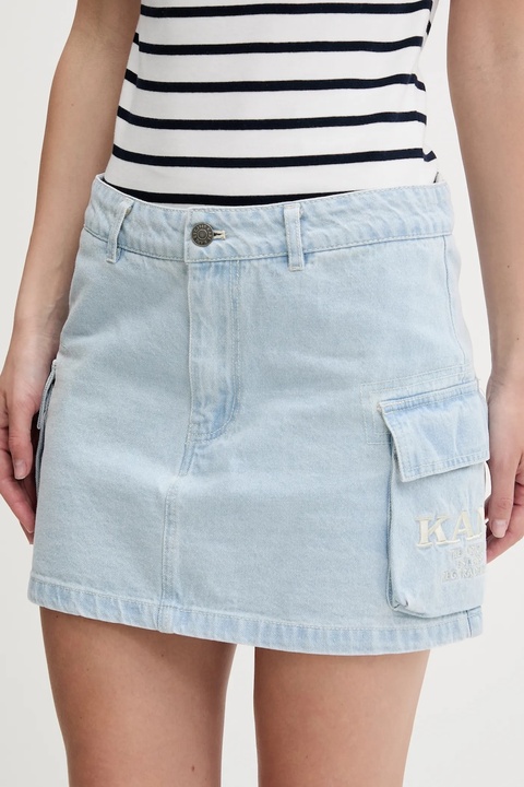 Karl Kani spódnica jeansowa kolor niebieski mini rozkloszowana PD00001820 - zdjęcie produktu nr 1