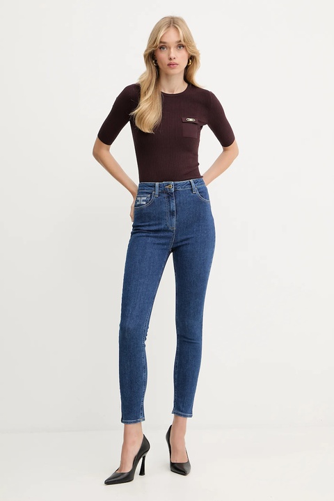 Elisabetta Franchi jeansy damskie kolor niebieski PJ08I56E2 - zdjęcie produktu nr 2