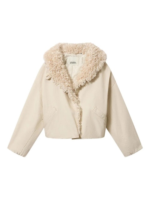 ISABEL MARANT Charone fur-trim jacket - Neutrals - zdjęcie produktu nr 1