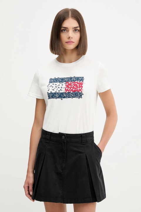 Tommy Jeans t-shirt bawełniany damski kolor biały DW0DW20897 - zdjęcie produktu nr 1