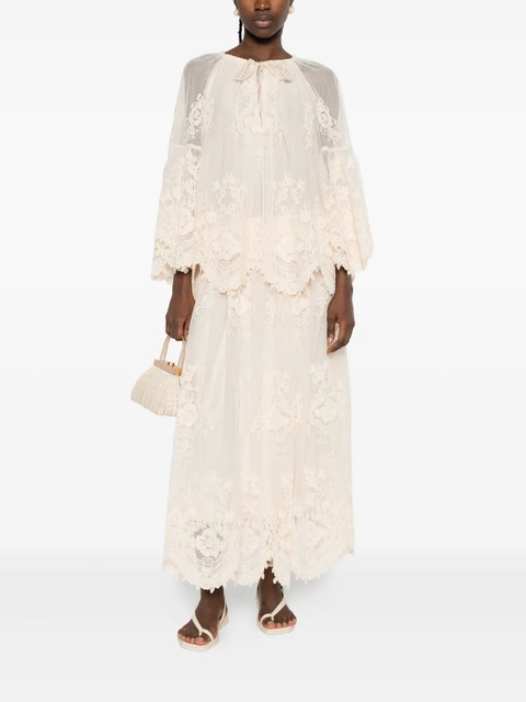 ZIMMERMANN lace-trimmed bell-sleeve blouse - Neutrals - zdjęcie produktu nr 2