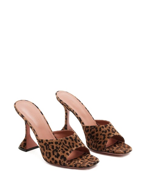 Amina Muaddi 95mm leopard-print heeled sandals - Brown - zdjęcie produktu nr 2