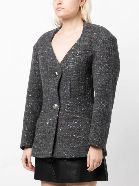 GANNI fitted wool-blend blazer - Grey - zdjęcie produktu nr 2