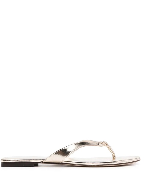Tory Burch flat leather flip-flops - Gold - zdjęcie produktu nr 1
