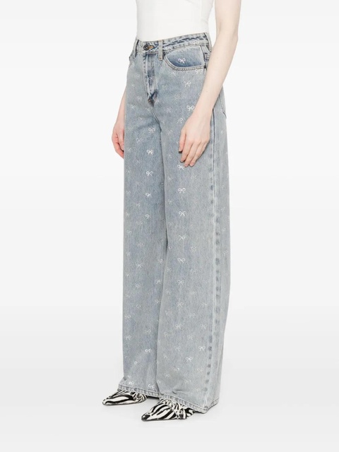 Self-Portrait bow-embellished jeans - Blue - zdjęcie produktu nr 2