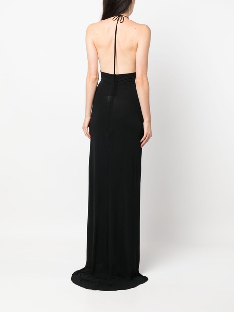 Magda Butrym floral-appliqué halterneck maxi dress - Black - zdjęcie produktu nr 2
