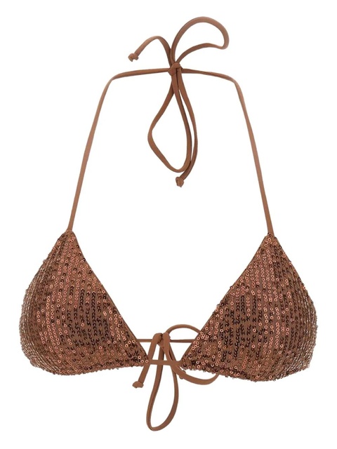 MC2 Saint Barth sequin-embellished triangle bikini top - Neutrals - zdjęcie produktu nr 1