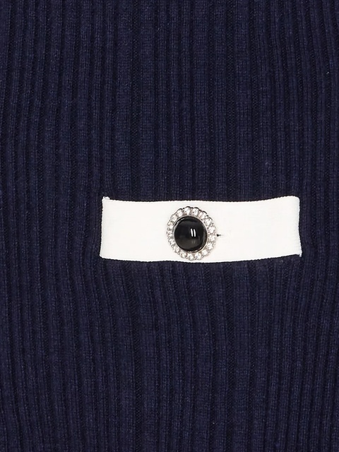 Self-Portrait jewel-button ribbed knit dress - Blue - zdjęcie produktu nr 2