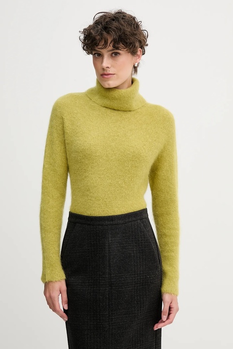 Sandro Ferrone sweter z dodatkiem alpaki damski kolor zielony z golfem S9YBFNOME - zdjęcie produktu nr 1