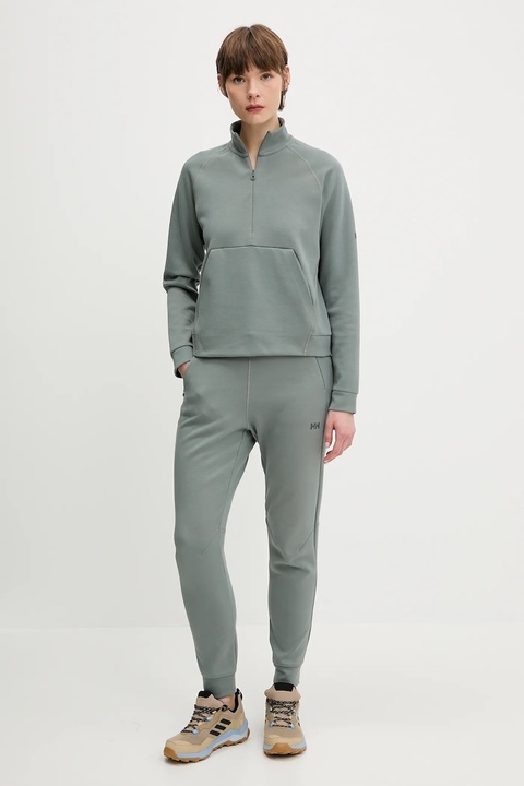 Helly Hansen spodnie dresowe HP TECH damskie kolor zielony gładkie 34492 - zdjęcie produktu nr 2