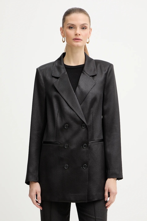 Guess marynarka JEMMA kolor czarny dwurzędowa wzorzysta W5BN83 WH9B0 - zdjęcie produktu nr 2