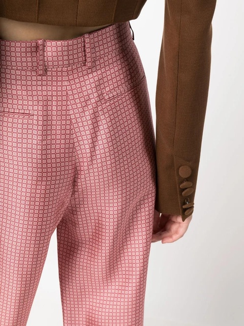 Lanvin geometric-print wide-leg silk trousers - Pink - zdjęcie produktu nr 2