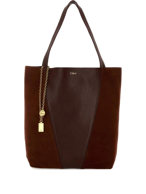 Chloé Spin leather suede tote bag - Brown - zdjęcie produktu nr 1