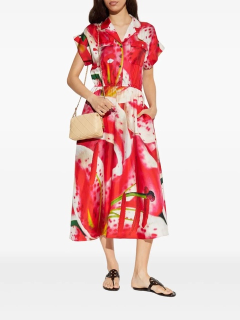Tory Burch graphic-print midi dress - Pink - zdjęcie produktu nr 2