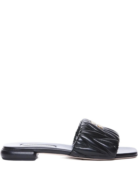 Miu Miu matelassé logo-plaque sandals - Black - zdjęcie produktu nr 2