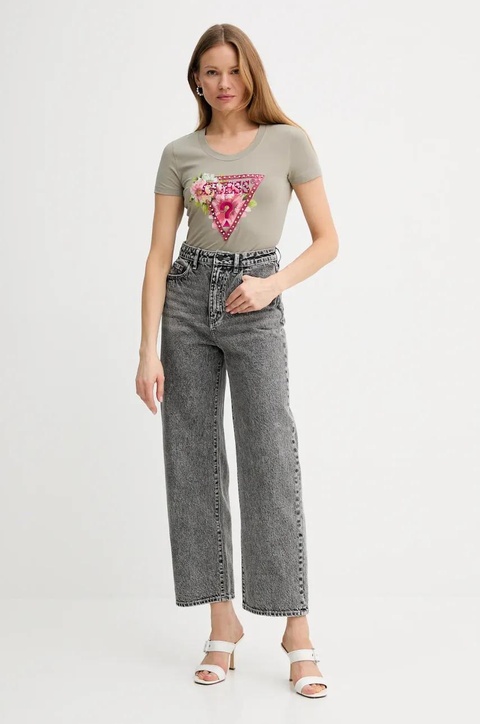 Guess t-shirt damski kolor beżowy W5GI10 J1314 - zdjęcie produktu nr 2