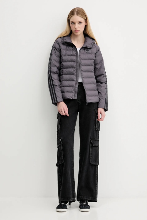 adidas Originals kurtka Slim Jacket kolor szary przejściowa JX2938 - zdjęcie produktu nr 2