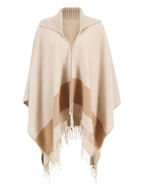 Ferragamo fringed wool cape - Neutrals - zdjęcie produktu nr 1