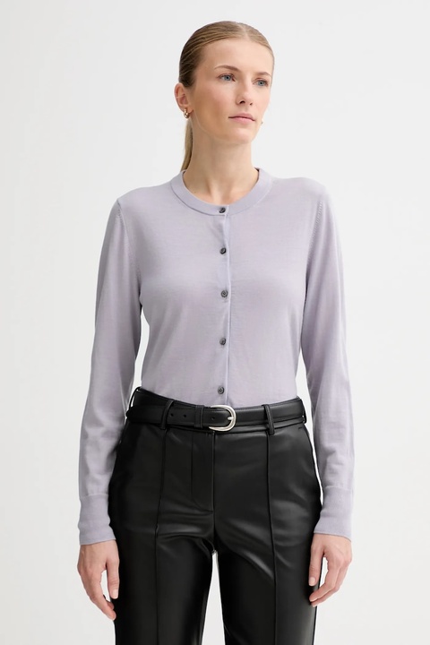Calvin Klein kardigan wełniany damski kolor fioletowy lekki LV044D323G - zdjęcie produktu nr 1