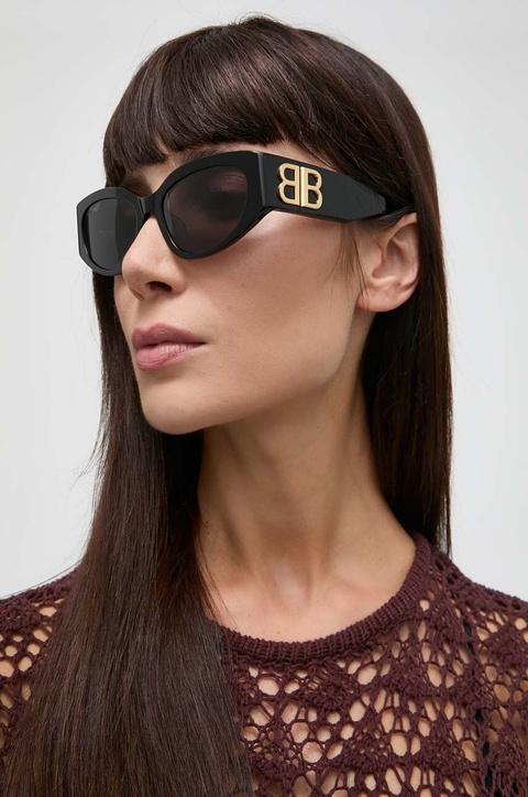 Balenciaga okulary przeciwsłoneczne damskie kolor czarny BB0324SK - zdjęcie produktu nr 1