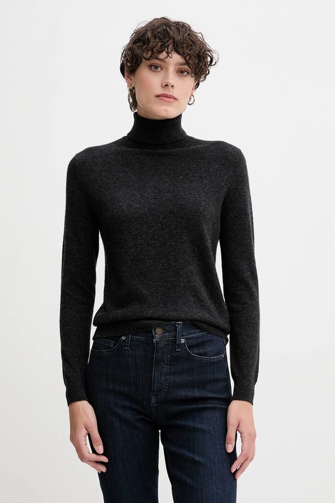 United Colors of Benetton sweter wełniany damski kolor szary z golfem 1002D2348 - zdjęcie produktu nr 1