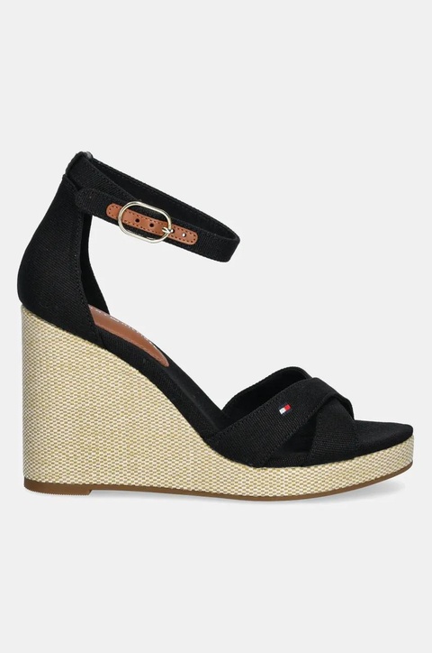 Tommy Hilfiger sandały FLAG HIGH WEDGE ESPAD CRISSCROSS kolor czarny FW0FW08661 - zdjęcie produktu nr 2