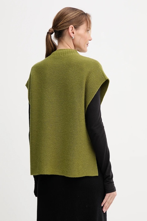 United Colors of Benetton kamizelka z dodatkiem wełny damski kolor zielony z półgolfem 1244D10EF - zdjęcie produktu nr 2