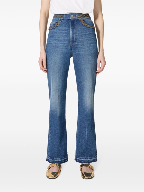 Valentino Garavani braid-embellished bootcut jeans - Blue - zdjęcie produktu nr 2