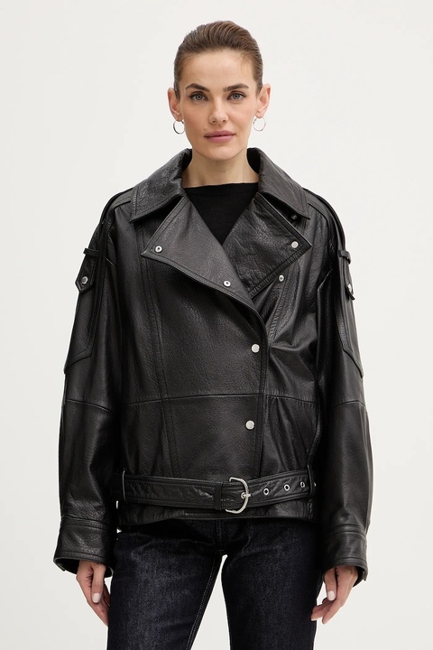 BOSS Orange ramoneska skórzana kolor czarny przejściowa 50552201 - zdjęcie produktu nr 1