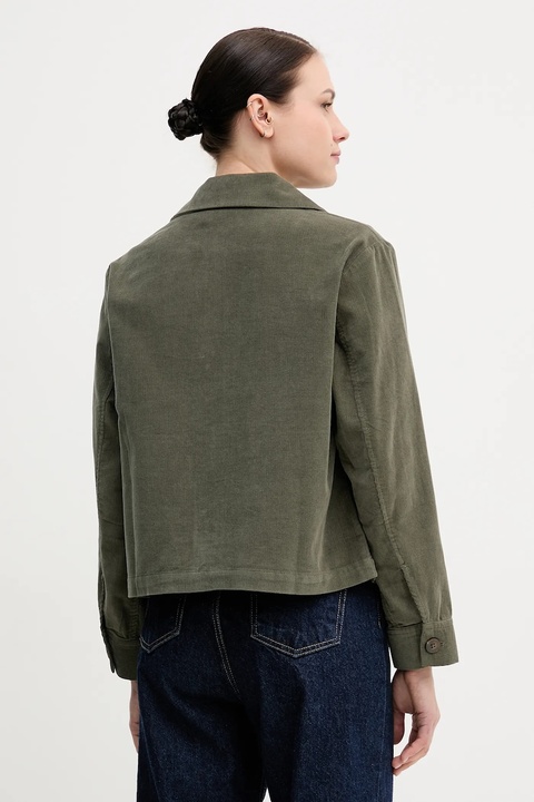 United Colors of Benetton koszula sztruksowa kolor zielony regular z kołnierzykiem klasycznym 294BDN091 - zdjęcie produktu nr 2