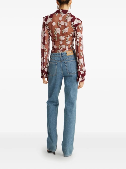 ROTATE BIRGER CHRISTENSEN floral-embroidered mesh shirt - zdjęcie produktu nr 2