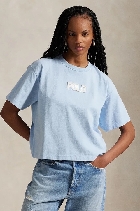 Polo Ralph Lauren t-shirt bawełniany damski kolor niebieski 211965119 - zdjęcie produktu nr 1