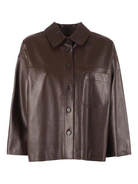 Weekend Max Mara buttoned leather jacket - Brown - zdjęcie produktu nr 1
