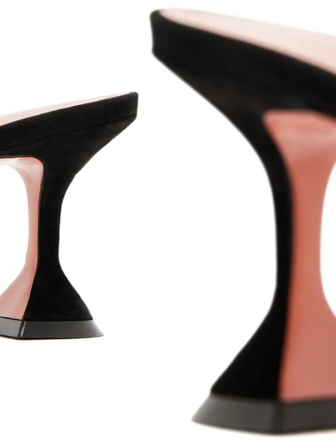Amina Muaddi flared-heel suede mules - Black - zdjęcie produktu nr 1