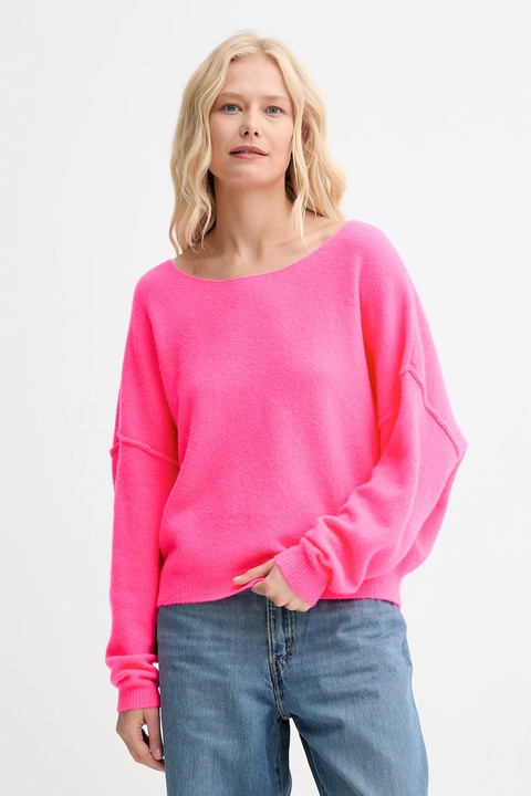 American Vintage sweter z domieszką wełny PULL ML COL BATEAU damski kolor różowy lekki DAM225 - zdjęcie produktu nr 1