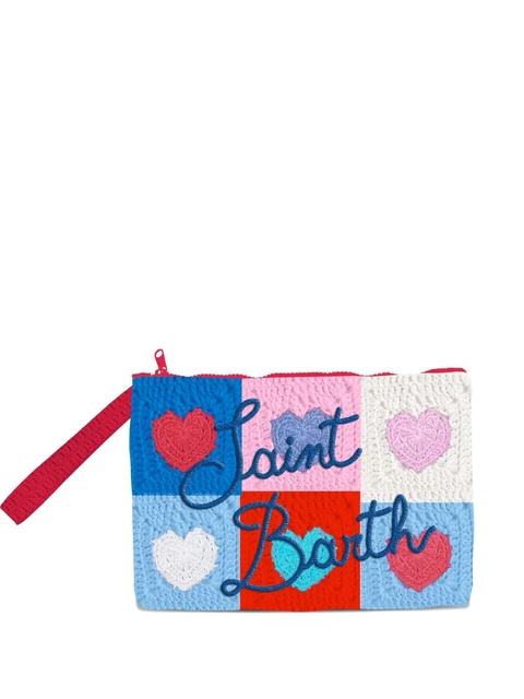 MC2 Saint Barth heart-patch crochet clutch bag - Blue - zdjęcie produktu nr 1