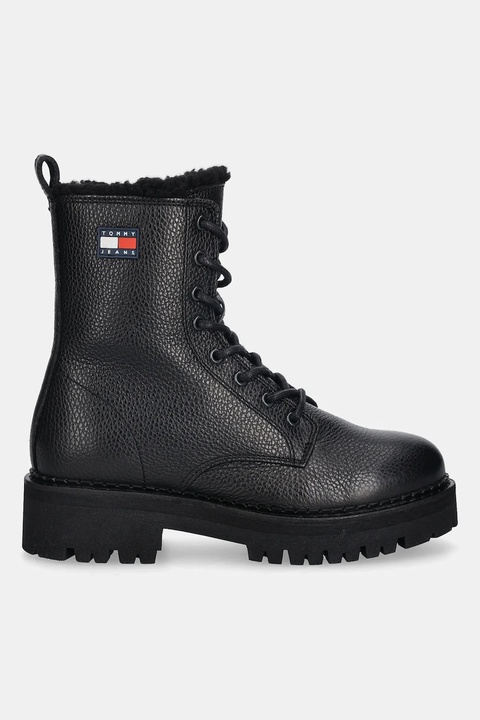 Tommy Jeans botki skórzane TJW URBAN LACEUP BOOT WL damskie kolor czarny na platformie ocieplone EN0EN02906 - zdjęcie produktu nr 2