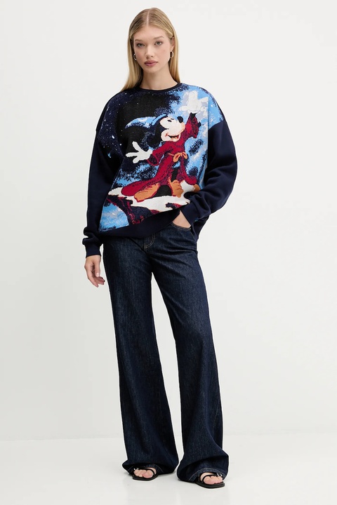 Desigual bluza FANTASY MICKEY damska kolor granatowy wzorzysta 25WWSK15 - zdjęcie produktu nr 2