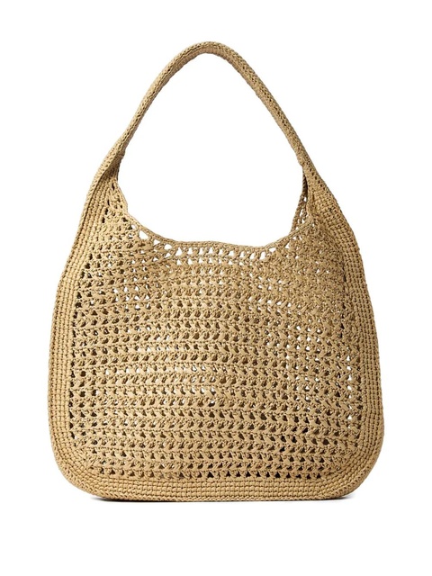 Miu Miu logo-patch crochet tote bag - Neutrals - zdjęcie produktu nr 2