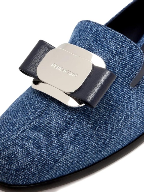 Ferragamo buckle-detailed denim loafers - Blue - zdjęcie produktu nr 2