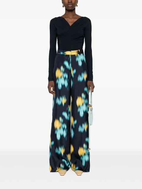 Lanvin abstract-print wide-leg trousers - Blue - zdjęcie produktu nr 2