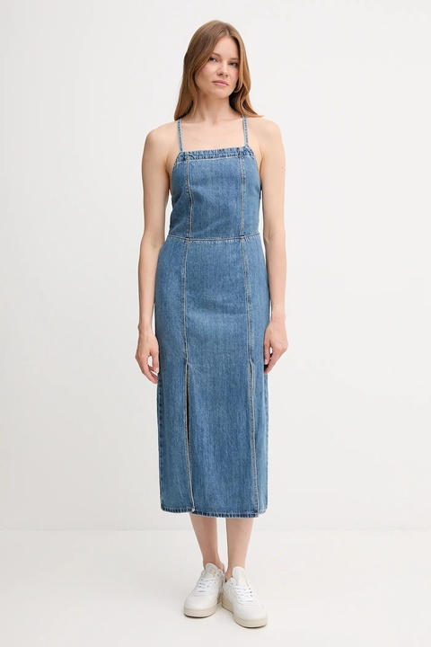 Pepe Jeans sukienka jeansowa kolor niebieski maxi rozkloszowana PL953767 - zdjęcie produktu nr 1