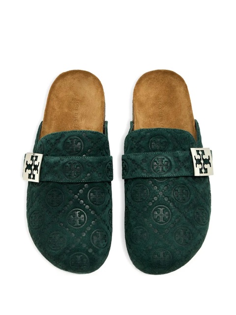 Tory Burch logo-buckle flat mules - Green - zdjęcie produktu nr 1
